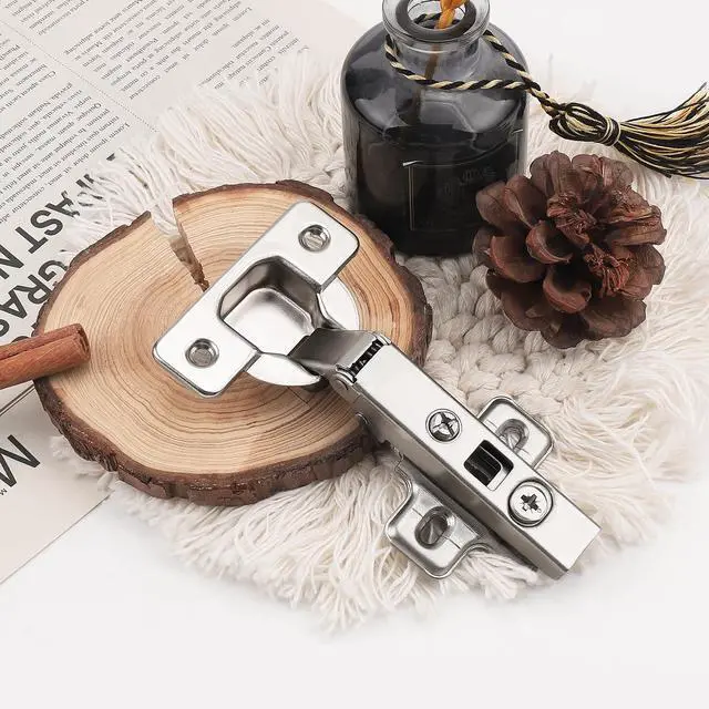 Alt view image 2 of 6 - 1 Pair (2 Pcs) Clip On Full Overlay Frameless Furniture Cabinet Door Concealed Hinges Nickel Plated Cabinet Hardware
