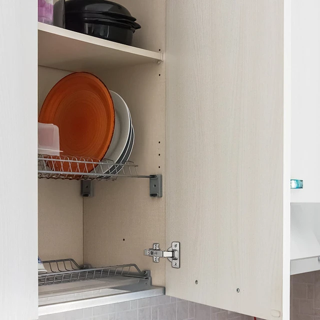 Alt view image 5 of 6 - 1 Pair (2 Pcs) Clip On Full Overlay Frameless Furniture Cabinet Door Concealed Hinges Nickel Plated Cabinet Hardware