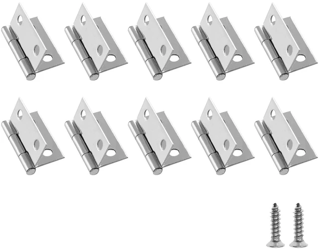 Main image of 1 Inch Butt Hinge, Stainless Steel Small Hinges, 10 Pack | Folding Butt Hinges, Cabinet Mini Hinges, Small Box Hinges, Door Hinge, Rectangle