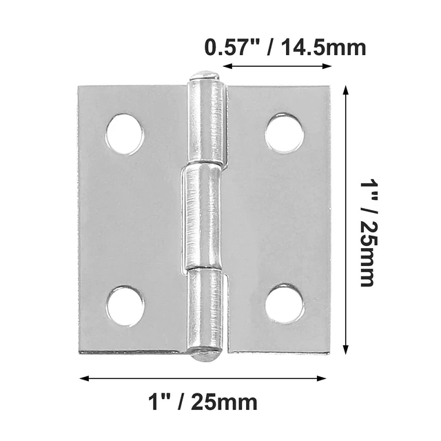 Alt view image 2 of 7 - 1 Inch Butt Hinge, Stainless Steel Small Hinges, 10 Pack | Folding Butt Hinges, Cabinet Mini Hinges, Small Box Hinges, Door Hinge, Rectangle