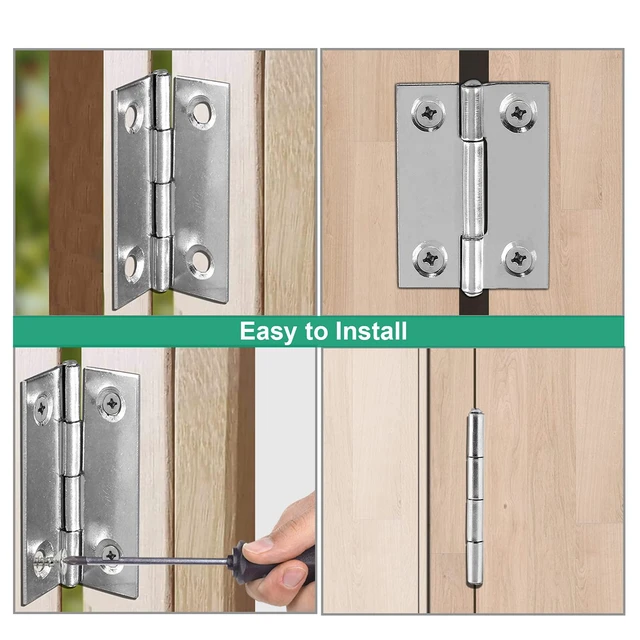 Alt view image 6 of 7 - 1 Inch Butt Hinge, Stainless Steel Small Hinges, 10 Pack | Folding Butt Hinges, Cabinet Mini Hinges, Small Box Hinges, Door Hinge, Rectangle