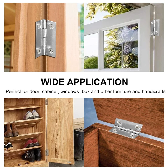 Alt view image 7 of 7 - 1 Inch Butt Hinge, Stainless Steel Small Hinges, 10 Pack | Folding Butt Hinges, Cabinet Mini Hinges, Small Box Hinges, Door Hinge, Rectangle