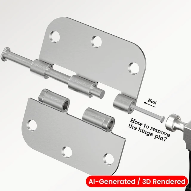Alt view image 4 of 7 - Rounded Brushed Nickel Door Hinges 3.5" 5/8" Radius Lasting Mute | 1 Pack No Squeak Ball Bearing Retreat Mansion Villa Loft Flat Dorm Bifold Standard Residential Hardware Home Bed Room Decor