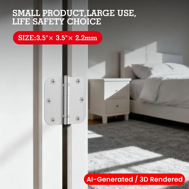 Alt view image 7 of 7 - Rounded Brushed Nickel Door Hinges 3.5" 5/8" Radius Lasting Mute | 1 Pack No Squeak Ball Bearing Retreat Mansion Villa Loft Flat Dorm Bifold Standard Residential Hardware Home Bed Room Decor