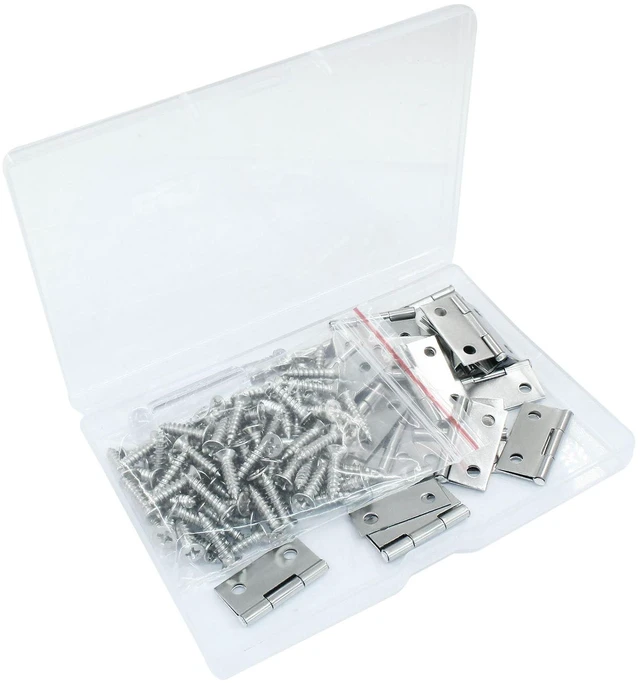 Alt view image 5 of 5 - 20 Pack 1 Inch Steel Butt Hinge, with Screws Craft DIY | Steel 0.8mm Rust Resistant, 4 Hole Stable, Smooth Silent Pin No Squeak, 25x25mm, Wood Box Jewelry Dollhouse