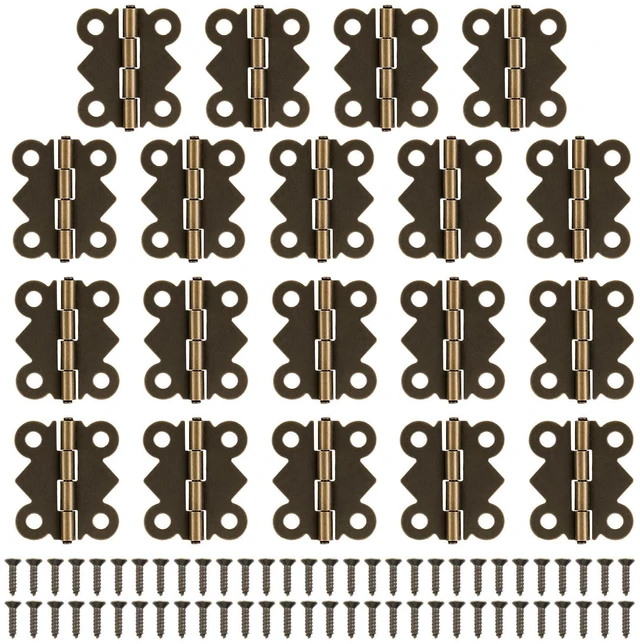 Main image of 16 PCS Small Hinges for Wooden Box Antique Cabinet with Screws | Butterfly Retro Vintage Jewelry Box Hinges for Wooden Cabinet Crafts Jewelry Box Gift Box (20 X 17mm)
