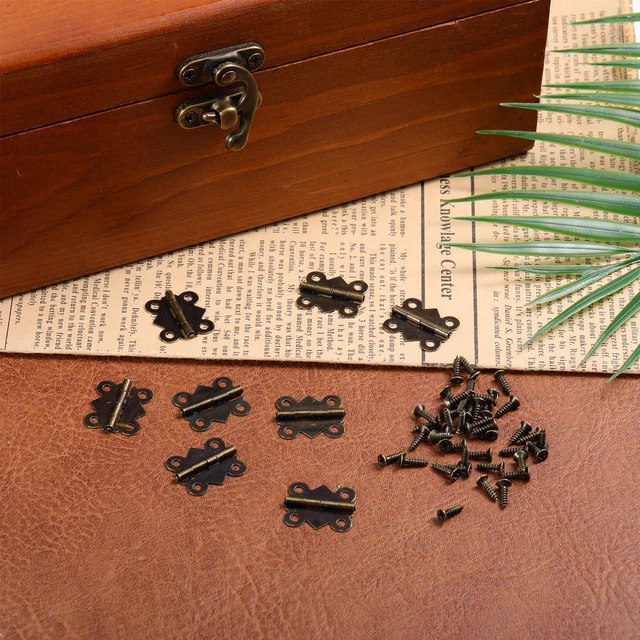 Alt view image 4 of 7 - 16 PCS Small Hinges for Wooden Box Antique Cabinet with Screws | Butterfly Retro Vintage Jewelry Box Hinges for Wooden Cabinet Crafts Jewelry Box Gift Box (20 X 17mm)