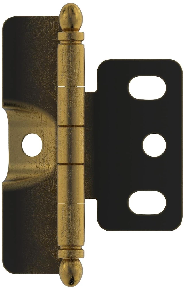 Main image of 3/4" Full Wrap Antique Brass Decorative Cabinet Hinge | Non-Self-Closing Steel Cabinet Hinge for Doors with 3/4" (19mm) Door Thickness; Full Inset, Full Wrap