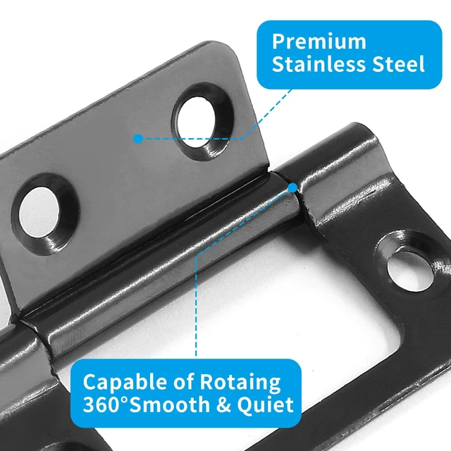 Alt view image 3 of 7 - Non-Mortise Door Hinges, 2 inch x 1 inch, Black | 6 Pcs, Bifold Butt Cabinet Hinges, Vintage Furniture Hardware, Antique Door Hinge with Screws