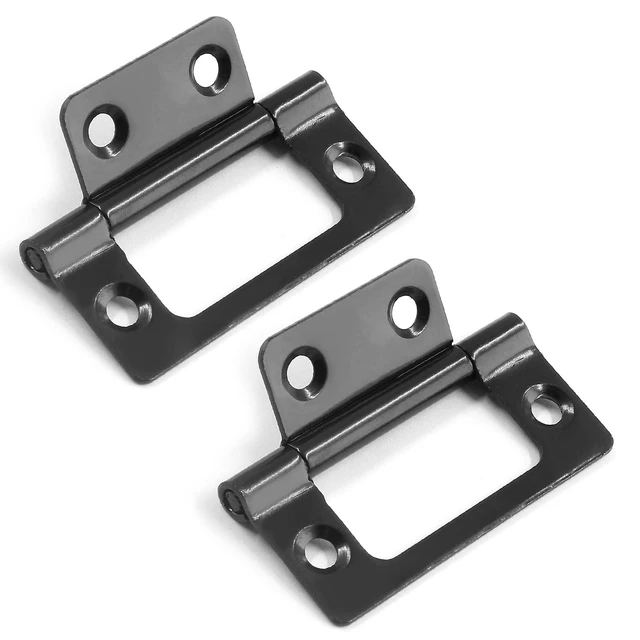 Alt view image 5 of 7 - Non-Mortise Door Hinges, 2 inch x 1 inch, Black | 6 Pcs, Bifold Butt Cabinet Hinges, Vintage Furniture Hardware, Antique Door Hinge with Screws