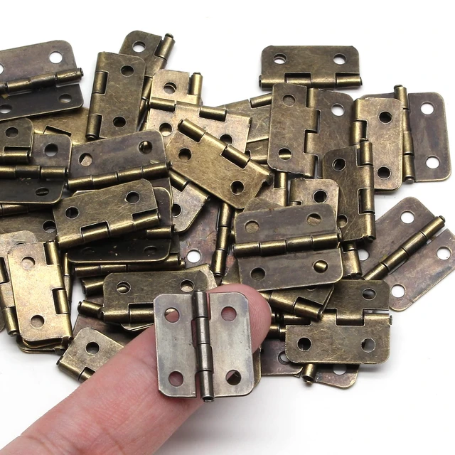 Alt view image 3 of 7 - Mini Hinge 50PCS 18 x 15 mm for Wooden Jewelry Box | Pure Copper, Retro Design, 200 Pieces Replacement Screws, For Crafts Wooden Box Jewelry Chest Cabinet, DIY Accessories