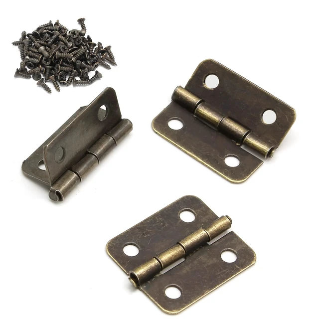 Alt view image 4 of 7 - Mini Hinge 50PCS 18 x 15 mm for Wooden Jewelry Box | Pure Copper, Retro Design, 200 Pieces Replacement Screws, For Crafts Wooden Box Jewelry Chest Cabinet, DIY Accessories