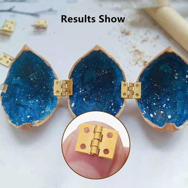 Alt view image 5 of 7 - 48Pcs Gold 180° Mini Brass Hinges, 10x8mm | 192Pcs Screws Included, For Mini Furniture, Jewelry/Chest Boxes, Cabinets, Toy Houses & DIY Display Crafts
