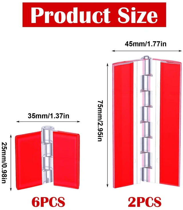 Alt view image 2 of 7 - 8 Pcs Plastic Hinges Acrylic Hinges Transparent Hing Small Hing with Stainless Steel Shafts Self-Adhesive Cabinet Hinge Foldable Hingess Tools for Cabinet Aquarium Lid Display Stand