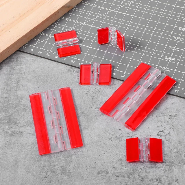 Alt view image 6 of 7 - 8 Pcs Plastic Hinges Acrylic Hinges Transparent Hing Small Hing with Stainless Steel Shafts Self-Adhesive Cabinet Hinge Foldable Hingess Tools for Cabinet Aquarium Lid Display Stand