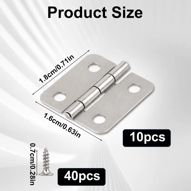 Alt view image 2 of 6 - 10Pcs Sliver Hinges, 180 Degree Rotation Mini Hinges with Screws for Wooden | Mini Sliver Hinges for Wooden Jewelry Box DIY Craft Cabinet Decorative (18x16mm/0.71x0.63in)
