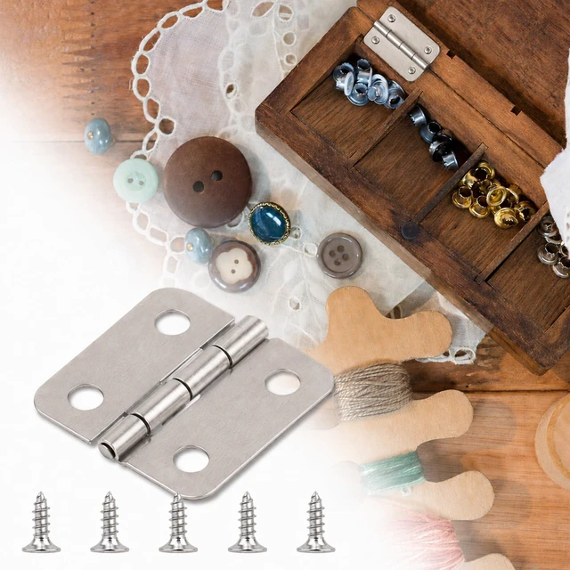 Alt view image 3 of 6 - 10Pcs Sliver Hinges, 180 Degree Rotation Mini Hinges with Screws for Wooden | Mini Sliver Hinges for Wooden Jewelry Box DIY Craft Cabinet Decorative (18x16mm/0.71x0.63in)