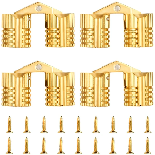 Main image of 4 Pack 8 mm Hidden Brass Hinges with 16 Screws, Hidden Invisible Cabinet Furniture Hinges 180 Degree Opening Angle, Small Ring Box Hinge for DIY Jewelry Box Hand Craft