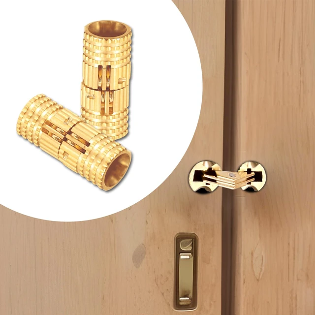 Alt view image 5 of 7 - 4 Pack 8 mm Hidden Brass Hinges with 16 Screws, Hidden Invisible Cabinet Furniture Hinges 180 Degree Opening Angle, Small Ring Box Hinge for DIY Jewelry Box Hand Craft