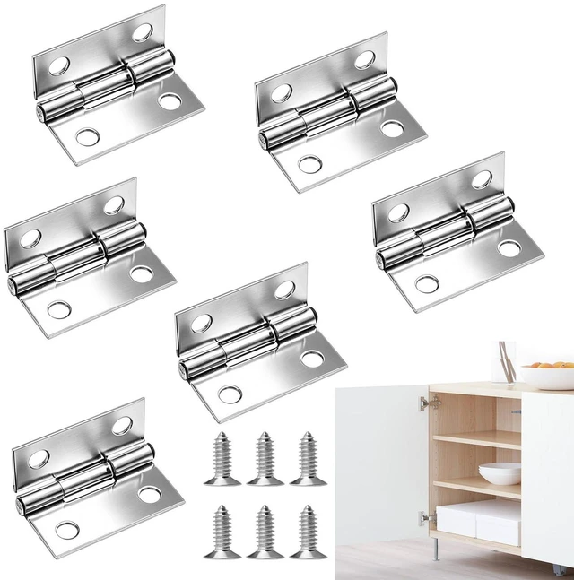 Main image of 6 Pack 1 Inch Mini Butt Hinge, 304 Stainless Steel Small Cabinet Hinge with Mounting Screws, Folding Craft Hinge for Boxes Gate Drawer Jewelry Box DIY Projects1 Inch