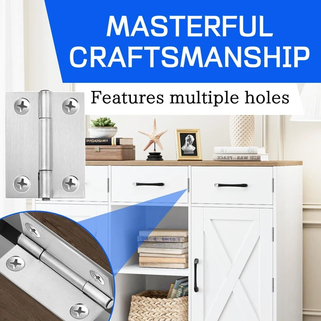 Alt view image 3 of 7 - 6 Pack 1 Inch Mini Butt Hinge, 304 Stainless Steel Small Cabinet Hinge with Mounting Screws, Folding Craft Hinge for Boxes Gate Drawer Jewelry Box DIY Projects1 Inch