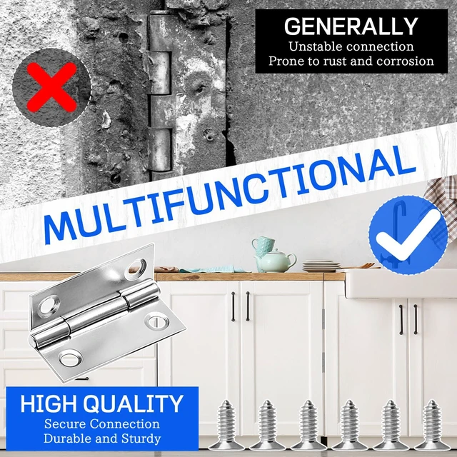 Alt view image 5 of 7 - 6 Pack 1 Inch Mini Butt Hinge, 304 Stainless Steel Small Cabinet Hinge with Mounting Screws, Folding Craft Hinge for Boxes Gate Drawer Jewelry Box DIY Projects1 Inch