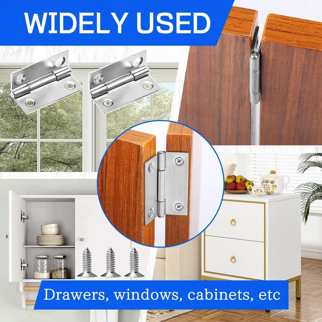 Alt view image 6 of 7 - 6 Pack 1 Inch Mini Butt Hinge, 304 Stainless Steel Small Cabinet Hinge with Mounting Screws, Folding Craft Hinge for Boxes Gate Drawer Jewelry Box DIY Projects1 Inch