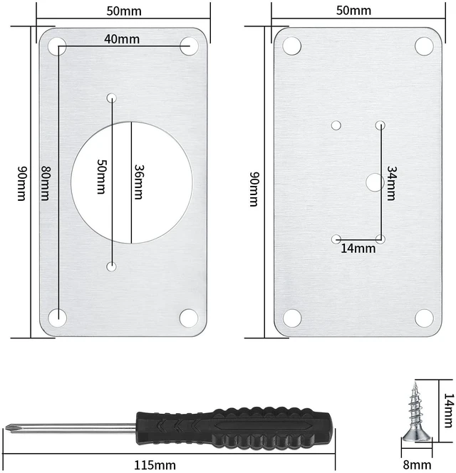 Alt view image 2 of 7 - 8 Pcs Cabinet Hinges Repair Plates, Cabinet Doors Hinge Repair Kit | cabinet door repair,stainless steel repair plate,Furniture Cabinet Drawer Window Repair Plates with Screwdriver