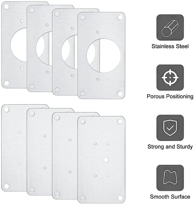 Alt view image 3 of 7 - 8 Pcs Cabinet Hinges Repair Plates, Cabinet Doors Hinge Repair Kit | cabinet door repair,stainless steel repair plate,Furniture Cabinet Drawer Window Repair Plates with Screwdriver