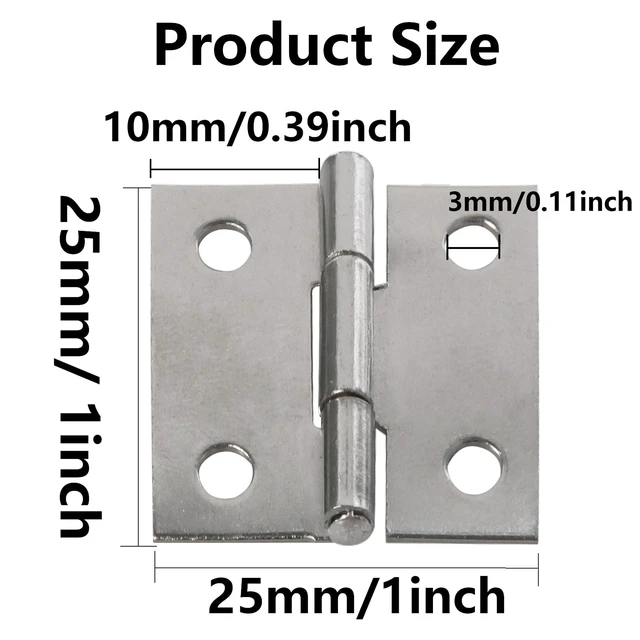 Alt view image 2 of 5 - 20PCS 1 Inch Folding Butt Hinges, Stainless Steel Cabinet Hinges, Small Door Hinges for Wooden Jewelry Box, Crafts, DIY, Drawer, Dressing Cabinet