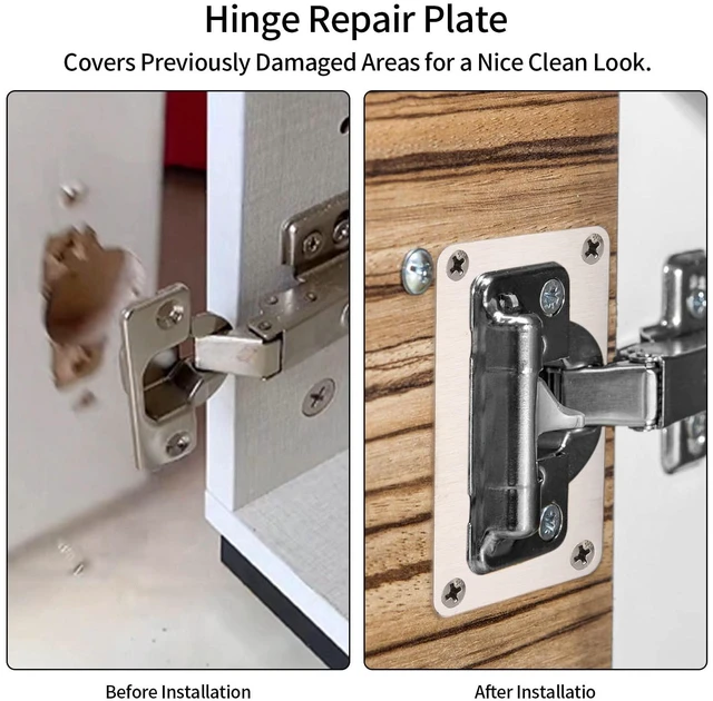 Alt view image 5 of 7 - 8 Pcs Cabinet Hinges Repair Plates, Cabinet Doors Hinge Repair Kit | cabinet door repair,stainless steel repair plate,Furniture Cabinet Drawer Window Repair Plates with Screwdriver