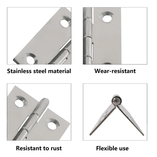 Alt view image 3 of 5 - 20PCS 1 Inch Folding Butt Hinges, Stainless Steel Cabinet Hinges, Small Door Hinges for Wooden Jewelry Box, Crafts, DIY, Drawer, Dressing Cabinet