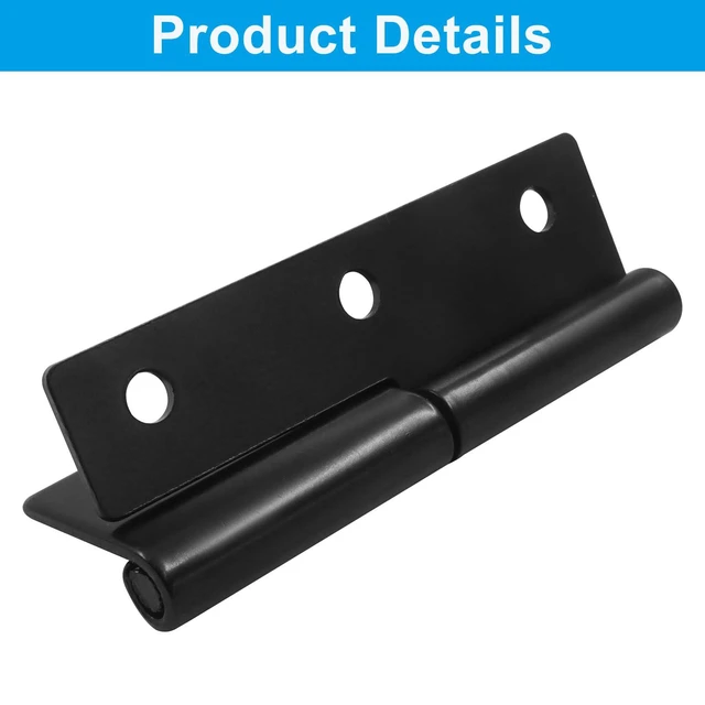 Alt view image 4 of 5 - 2.5 Inch Black Left Off Hinge, 2 Pack | Heavy Duty, H-Shaped, Left Handed, Slip Joint Flag Hinges, Butt Hinges