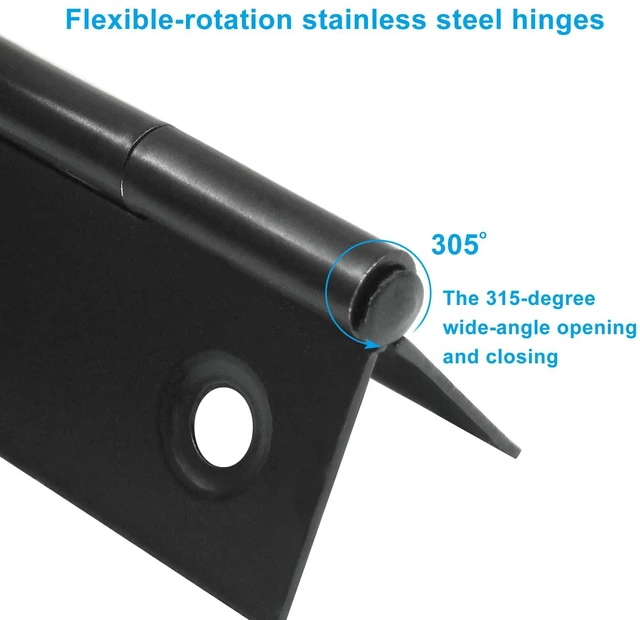 Alt view image 3 of 5 - 3 Inch Stainless Steel Door Folding Butt Hinges, Black, 4PCS | Metal Bisagras Para Puertas, With Screws, For Door, Furnitures, Windows, For Cabinet, Cupboard, Dressers