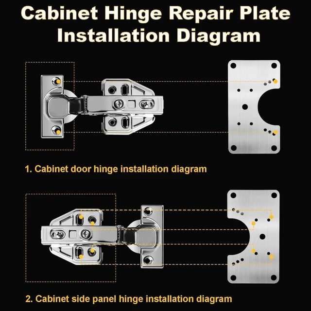 Alt view image 2 of 6 - Cabinets Hinge Repair Plate Brackets, Hinges Repair Board Fixing Plates | 6Pcs Cabinet Hinge Repair Replacement Kit, Universal Stainless Steel Kitchen Cupboard Door Hinge Repair Fixing Plates Screws