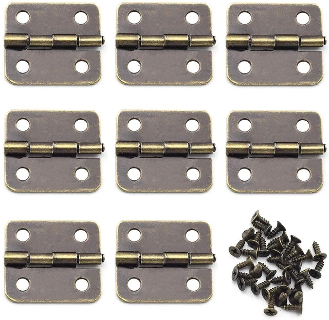 Main image of Mini Retro Metal Hinges 30 Pcs Antique Jewelry Box Hinges with Screws for Gift Case Dollhouse Cabinet DIY Model(13 x 12 mm, Bronze)