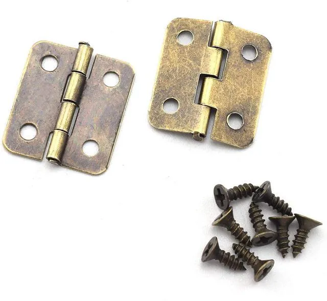 Alt view image 2 of 3 - Mini Retro Metal Hinges 30 Pcs Antique Jewelry Box Hinges with Screws for Gift Case Dollhouse Cabinet DIY Model(13 x 12 mm, Bronze)