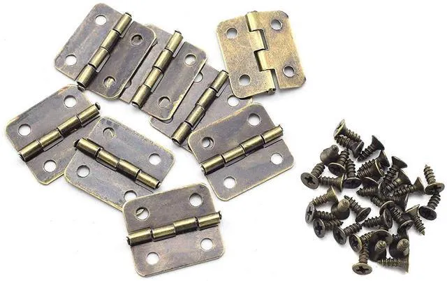 Alt view image 3 of 3 - Mini Retro Metal Hinges 30 Pcs Antique Jewelry Box Hinges with Screws for Gift Case Dollhouse Cabinet DIY Model(13 x 12 mm, Bronze)