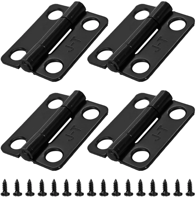 Main image of 4PCS 1 Inch Black Stainless Steel Cabinet Hinges, Mini Folding Butt Hinges for Wood Door Wooden Box Small Crafts(25x19mm)