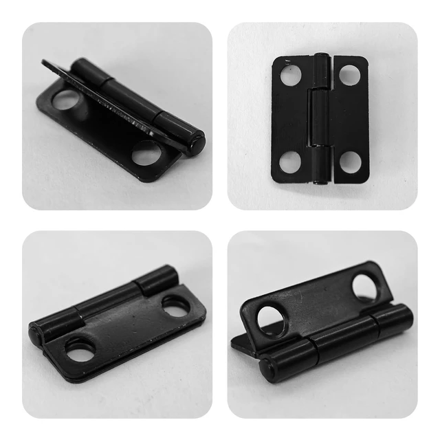 Alt view image 3 of 7 - 4PCS 1 Inch Black Stainless Steel Cabinet Hinges, Mini Folding Butt Hinges for Wood Door Wooden Box Small Crafts(25x19mm)