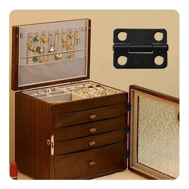 Alt view image 5 of 7 - 4PCS 1 Inch Black Stainless Steel Cabinet Hinges, Mini Folding Butt Hinges for Wood Door Wooden Box Small Crafts(25x19mm)