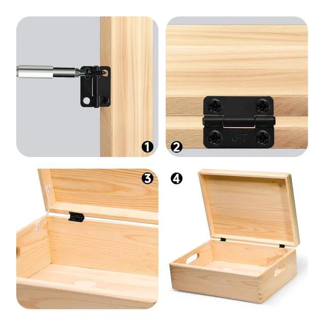 Alt view image 6 of 7 - 4PCS 1 Inch Black Stainless Steel Cabinet Hinges, Mini Folding Butt Hinges for Wood Door Wooden Box Small Crafts(25x19mm)