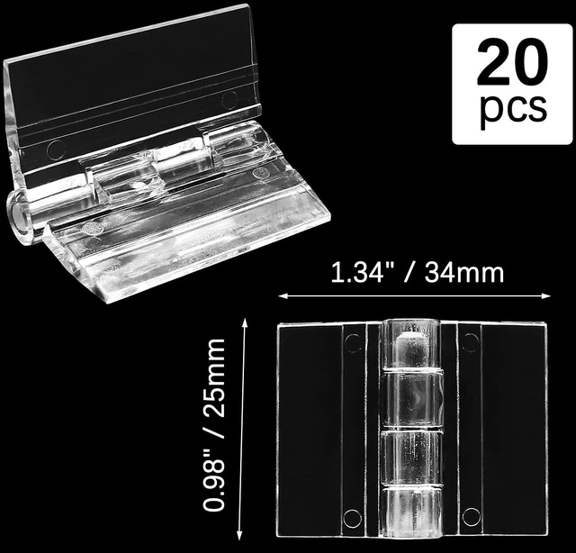 Alt view image 2 of 7 - Plastic Hinges, Clear, 1.34 x 0.98 Inch, 20 Pcs | Transparent Acrylic, Mini Hardware, For Box Handicrafts
