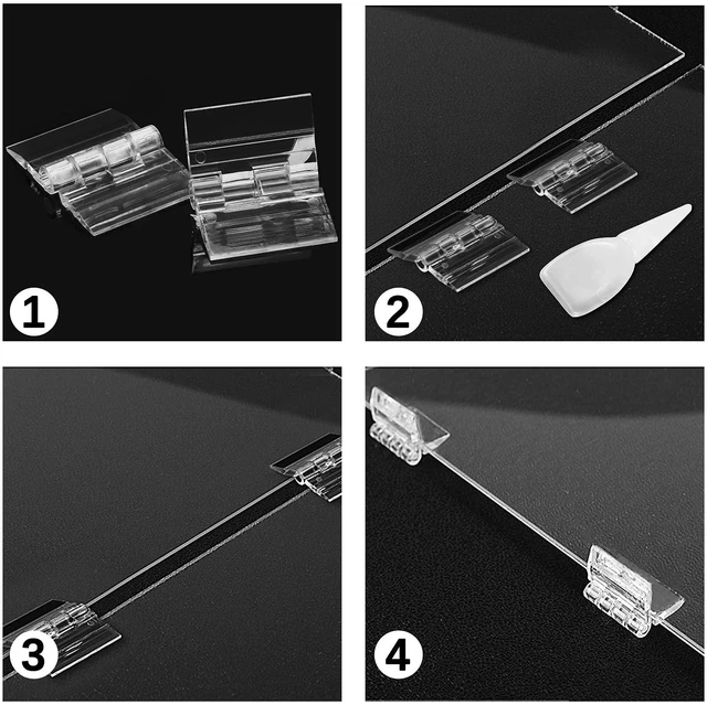 Alt view image 4 of 7 - Plastic Hinges, Clear, 1.34 x 0.98 Inch, 20 Pcs | Transparent Acrylic, Mini Hardware, For Box Handicrafts