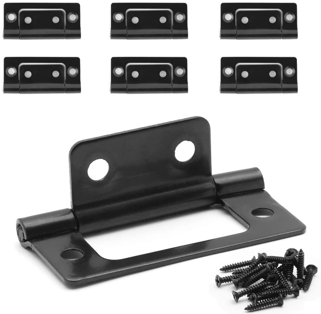 Main image of 6 Pcs 2 Inch Matte Black Non-Mortise Hinges | No Mortise Cutting Required, Includes Mounting Screws, Iron Construction, for Cabinet and Bathroom Doors