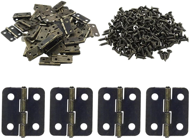 Main image of 50 Pcs Mini Bronze Hinges, Rectangle Small Hinges, 18x16mm