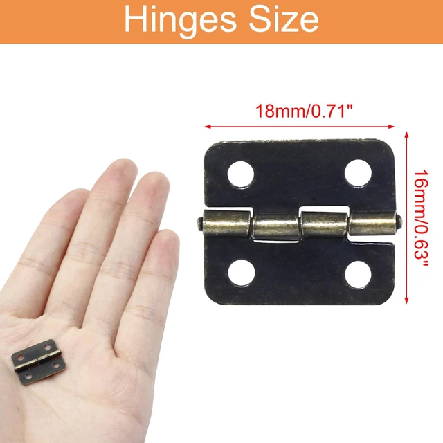 Alt view image 2 of 5 - 50 Pcs Mini Bronze Hinges, Rectangle Small Hinges, 18x16mm