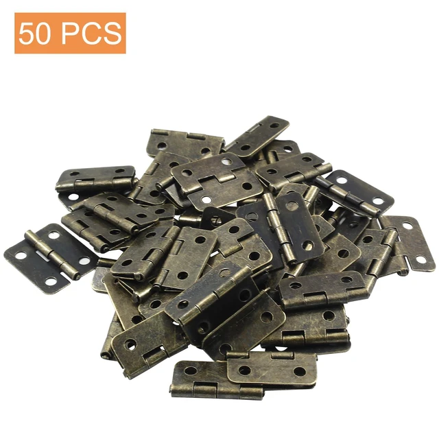 Alt view image 3 of 5 - 50 Pcs Mini Bronze Hinges, Rectangle Small Hinges, 18x16mm
