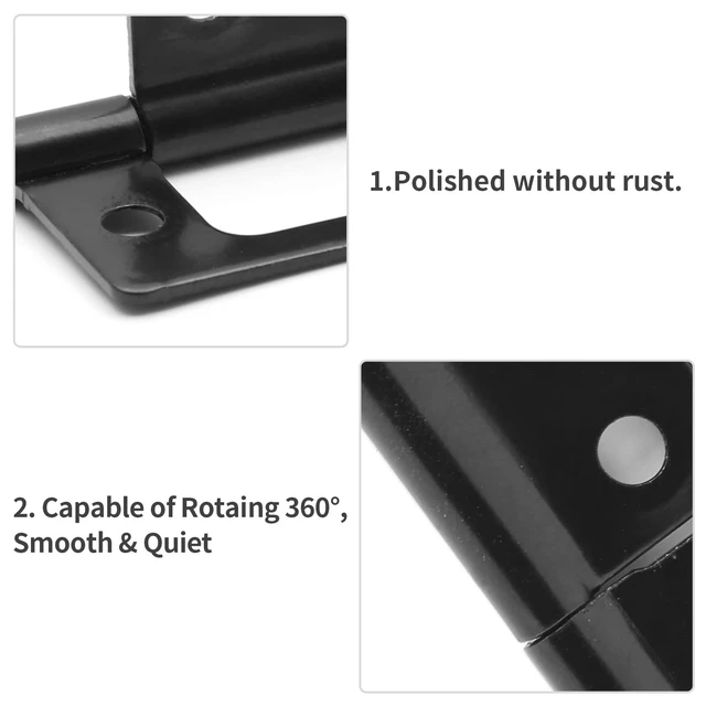 Alt view image 3 of 7 - 6 Pcs 2 Inch Matte Black Non-Mortise Hinges | No Mortise Cutting Required, Includes Mounting Screws, Iron Construction, for Cabinet and Bathroom Doors