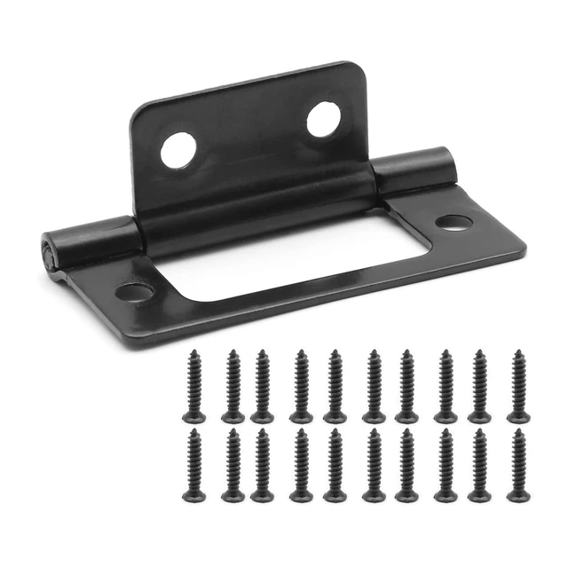 Alt view image 5 of 7 - 6 Pcs 2 Inch Matte Black Non-Mortise Hinges | No Mortise Cutting Required, Includes Mounting Screws, Iron Construction, for Cabinet and Bathroom Doors